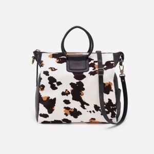 NWT HOBO Sheila Large Satchel Hair-On Leather Cow Print Removable Strap